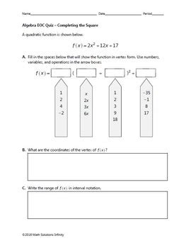 Algebra EOC Quiz MEGA BUNDLE By Math Solutions Infinity TPT