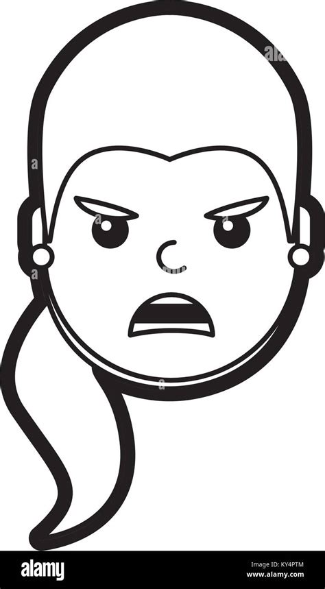 Pretty Woman Angry Frustrated Facial Expression Cartoon Vector