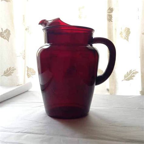 Vintage Red Pitcher Vintage Ruby Pitcher Depression Glass Etsy