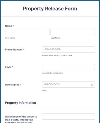 Property Release Form Template Jotform