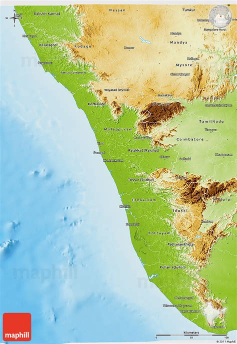 Physical 3D Map of Kerala