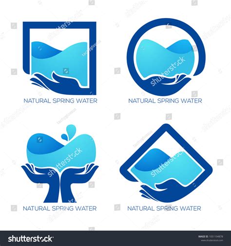 Natural Water Vector Logo Labels Stickers Stock Vector Royalty Free