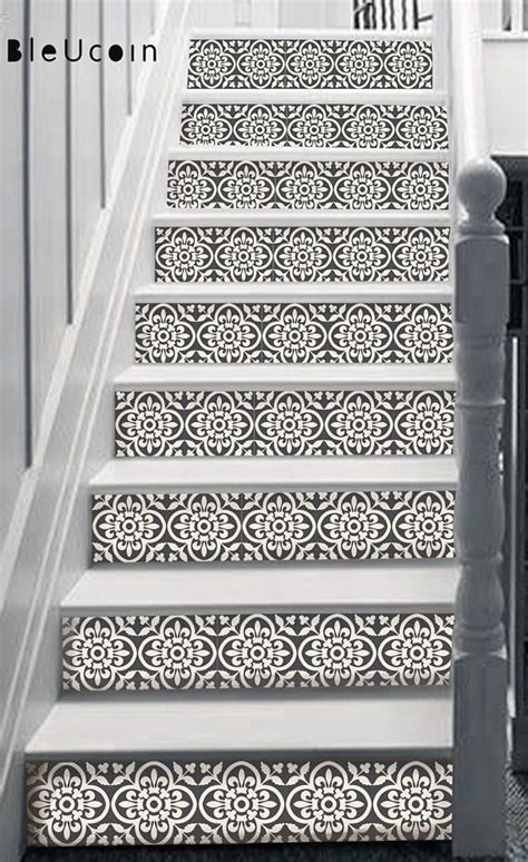 Stairs Strips Decal Peel And Stick Encaustic Moroccan 10 Vinyl Stairs Stair Riser Vinyl Stair