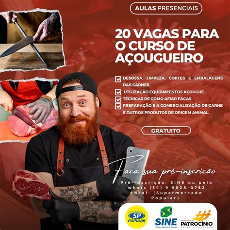 Curso De Açougueiro Presencial - SINE abre 20 vagas para Curso de Açougueiro