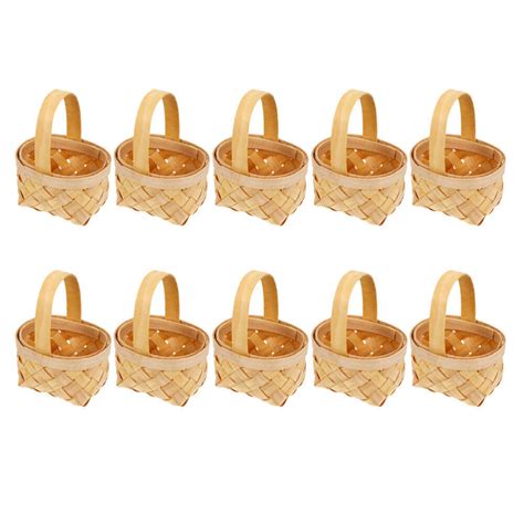 10 Pcs Kleiner Korb Mit Henkel Körbe Hochzeit Handgeflochtener Aus Holz