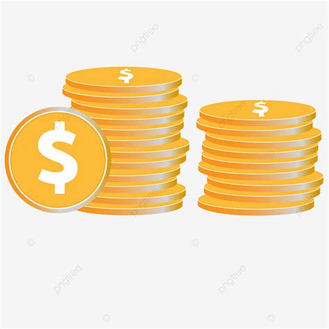 Gold Coin Dollar Vector PNG Images Stacked Dollar Coins Gold Vector