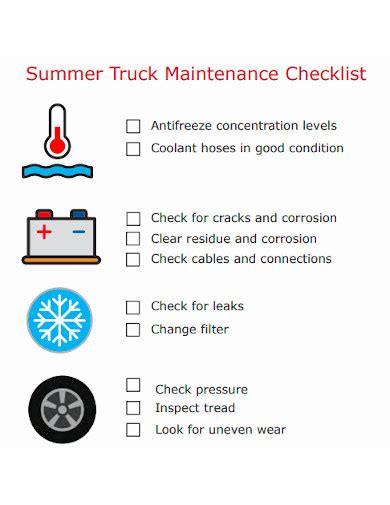 FREE 3 Truck Maintenance Checklist Samples In PDF