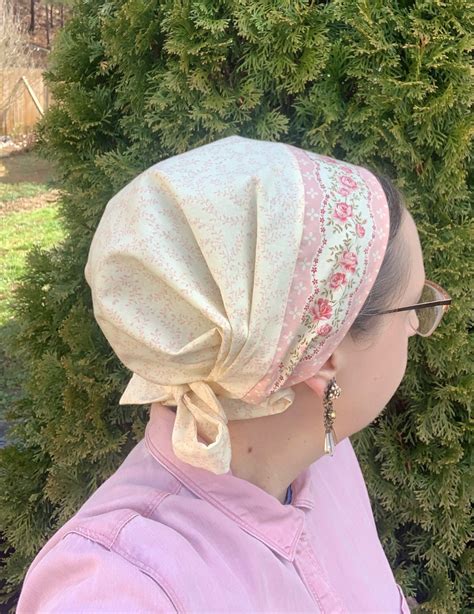 100 Cotton Pink Floral Full Coverage Snood Headcovering Headwrap