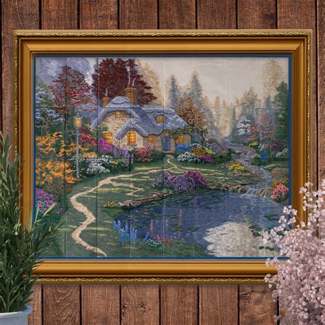 Everett S Cottage Tile Scene Machine Embroidery USB 80355