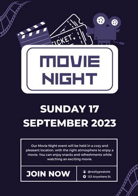 Page Free Customizable Movie Night Poster Templates Canva