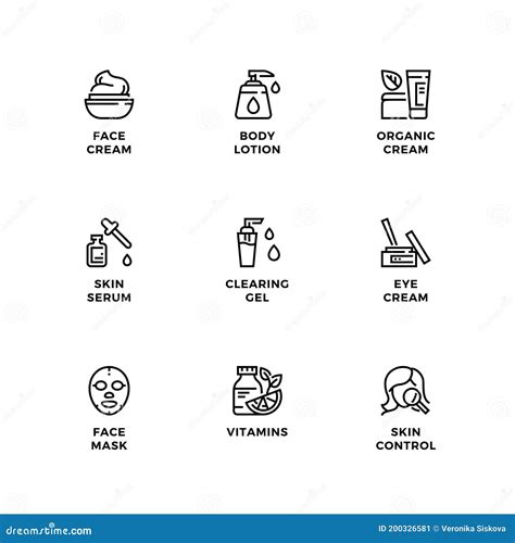 Vector Set Of Icons For Skin Care Stock Vector Illustration Of