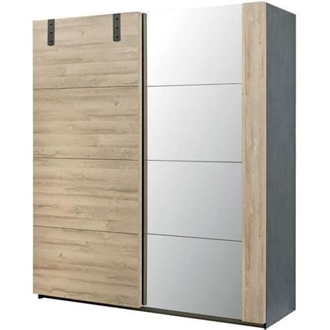 Armoire 2 portes coulissantes Chêne Miroir OUDONG n1 L 188 x l 68