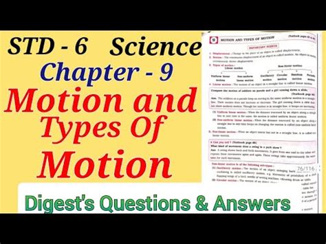 Std 6 Science Lesson 9 Motion And Types Of Motion Digest S Answers