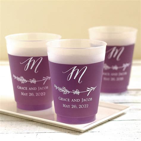 Set Of 50 Personalized 20 Oz Frosted Plastic Cups Beaucoup Wedding Favors Ts Supplie