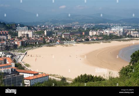 Sandy beach, the Playa de la Salve, Laredo, Cantabria, Spain Stock ...