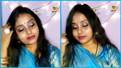 Quick Saraswati Puja Make Up Look Simple And Easy Puja Look YouTube