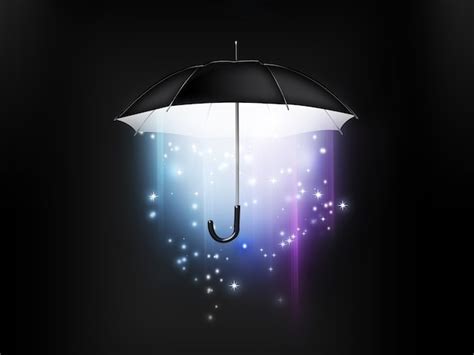 Premium Photo Magical Glow Coming From The Umbrella On A Dark Background