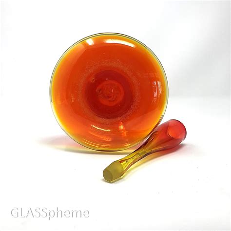 Blenko Wayne Husted 6027 Shot Glass Decanter In Tangerine Amberina