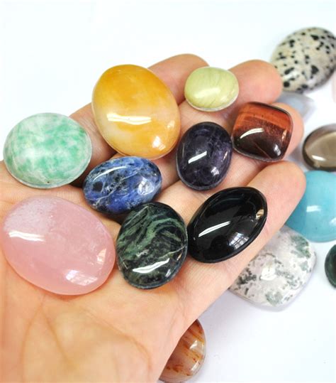 Grooved Cabochons Mix Semi Precious Natural Gemstones Macrame Supply