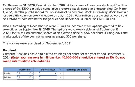 Solved Exercise 19 16 Static Eps Stock Dividend