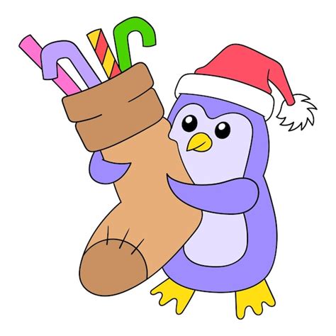 Pinguin Mit Zuckerstangen F R Weihnachten Doodle Symbolbild Kawaii