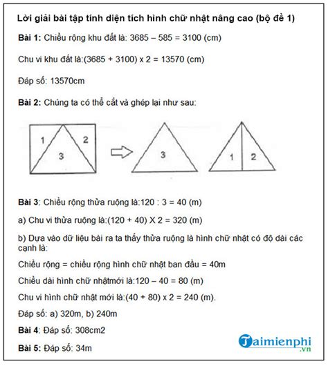 Cách tính diện tích hình chữ nhật lớp 3 MOBO