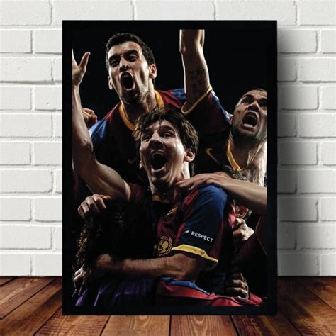 Quadro Barcelona Messi Comemoração A3 Moldura 33 x 45 cm