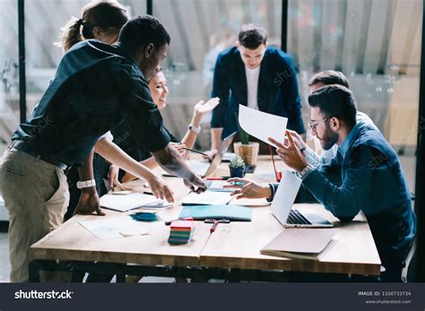 Collaborative Process Multicultural Skilled Students During Stock Photo