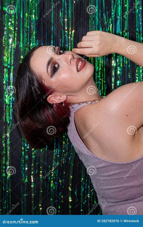 Portrait Of Hot Beautiful Model Posing With A Green Background Stock Photo Image Of Model