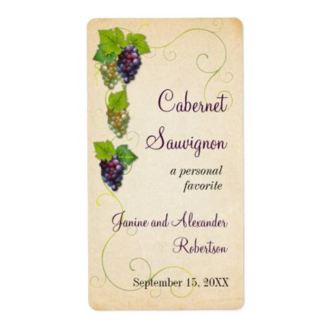 Grape Vine Wine Bottle Label | Zazzle