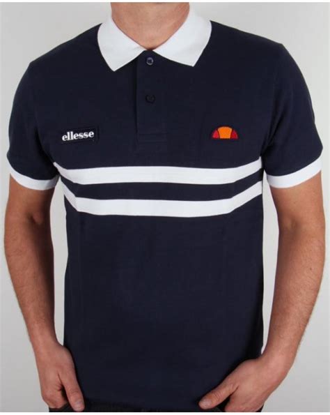 Ellesse Dorio Striped Polo Shirt Navy Heritage Striped Polo