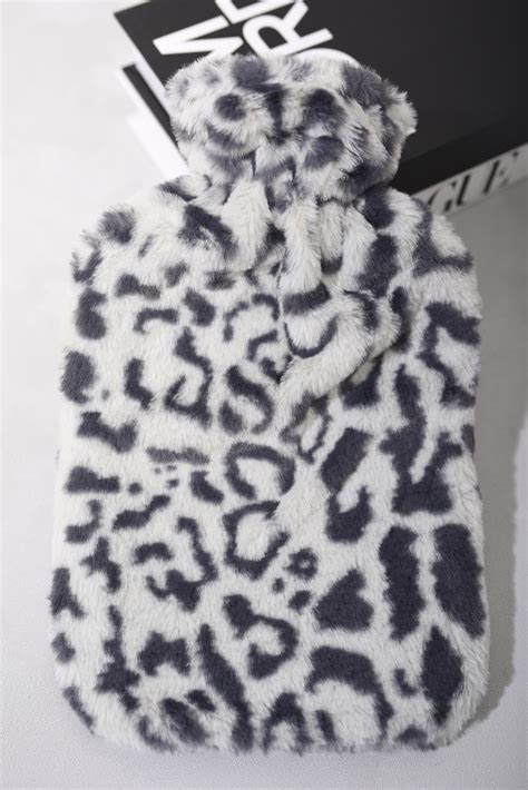Grey Black Ivy Faux Fur Hot Water Bottle Ikrush