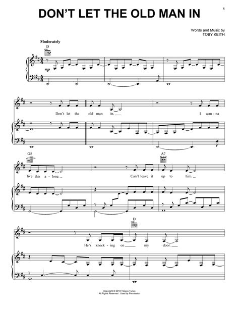 Don T Let The Old Man In By Toby Keith Sheet Music For Piano Vocal