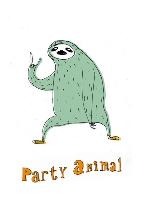 Party Sloth A4 Print. - Etsy