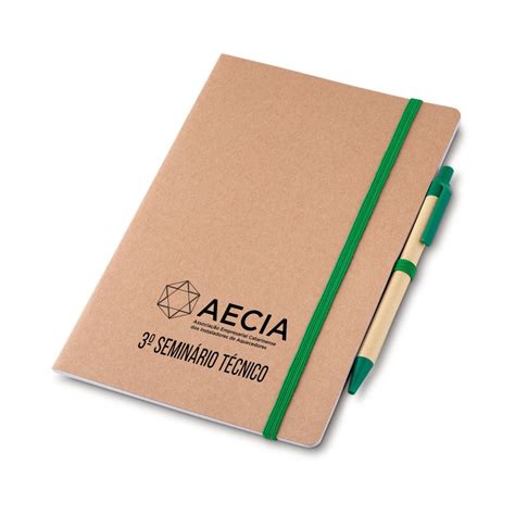 Caderno Eco Pautado Com Caneta 215 X 145 Aliança Brindes