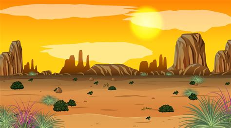 Blank landscape scene of desert at sunset time 3048109 Vector Art at ...