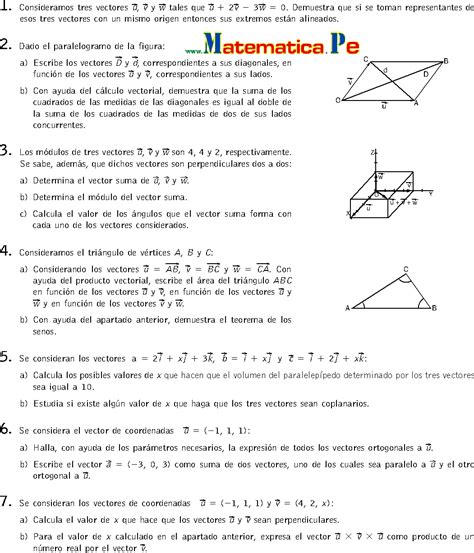 Vectores En El Espacio Ejercicios Resueltos Matematicas 2 Bachillerato Pdf