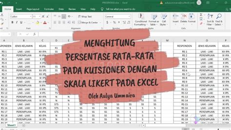 Cara Hitung Persentase Dengan Skala Likert Pada Excel Youtube