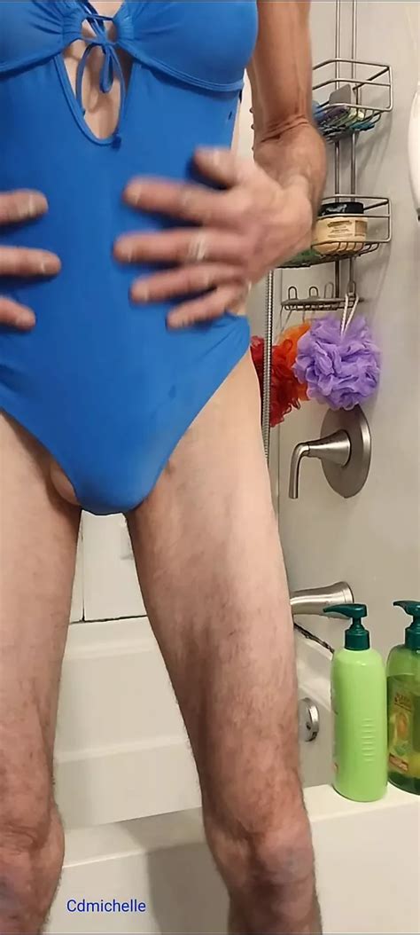 Cdmichelle Taking A Shower Wearing Blue Swimsuits Jacking Off Till Cum Shemale Porn XHamster