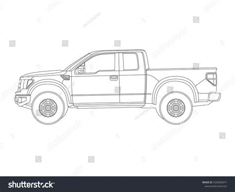 Outline Side View Drawing Truck Stock Vector (Royalty Free) 1620656971 | Shutterstock