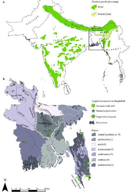 A Range Of The Indian Leopard B Occurrence Records Of Leopard In