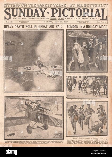 1917 Sunday Pictorial Gotha Raids on Folkestone Stock Photo - Alamy