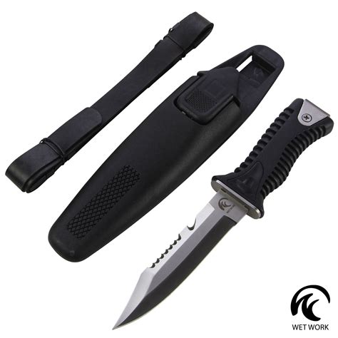 Wet Work Partially Serrated Fixed Blade Dive Knife | Wing Supply