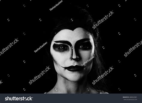 Beautiful Portrait Halloween Dead Mask Girl Stock Photo 488062081 ...