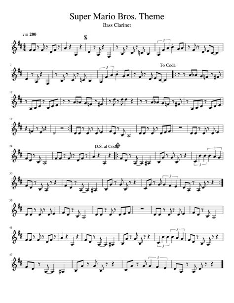 Super Mario Bros Theme Sheet Music For Clarinet Download Free In Pdf Or Midi