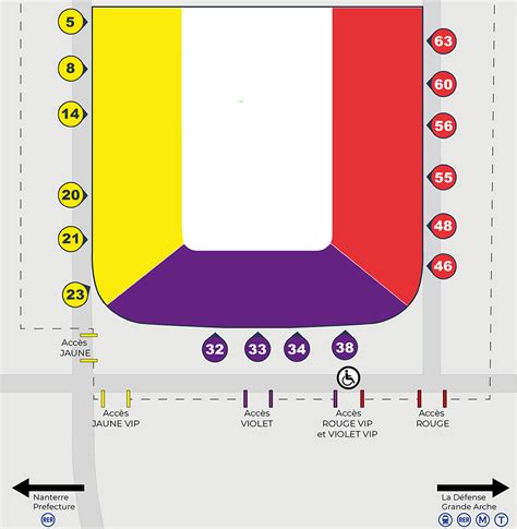 Paris La Défense Arena Seating Chart with Rows and Seat Numbers 2024