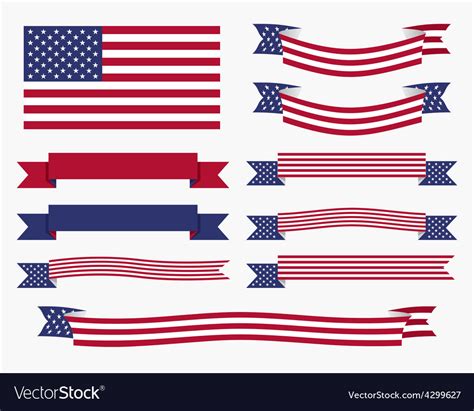 Red White Blue American Flag Ribbon And Banner Vector Image