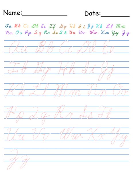 printable cursive alphabet worksheets