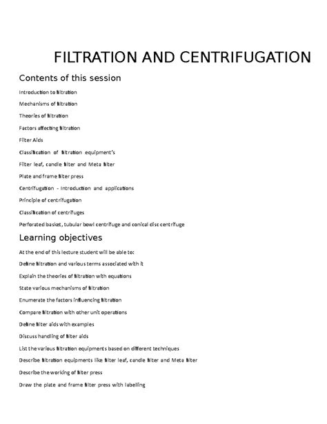 Chapter - 4 Filtration AND Centrifugation - FILTRATION AND ... 