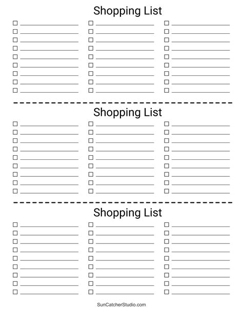 Blank Grocery Shopping List Template - Rebeccachulew.com